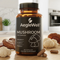 AegleWell OEM Complexe de Champignons 10-en-1 en Capsules Crinière de Lion, Reishi et Plus pour l'Immunité, la Concentration et le Soutien Énergétique Naturel