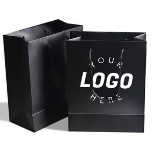 Sacs cadeaux en papier personnalisés avec logo du fabricant, sacs cadeaux <span class=keywords><strong>de</strong></span> <span class=keywords><strong>luxe</strong></span> pour vêtements, sacs shopping en papier noir pour bijoux - Product Image 2