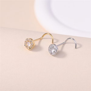 1PCS S Shaped <strong>Nose</strong> <strong>Studs</strong> Rings for Women Girl CZ <strong>Nose</strong> <strong>Screw</strong> 20G <strong>Nose</strong> Pin