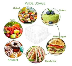 Plástico transparente Articulada Pegue Recipientes Material <span class=keywords><strong>PET</strong></span> Clamshell para Sushi Comida Snacks Bolos Fatia para Cookies Saladas - Product Image 5