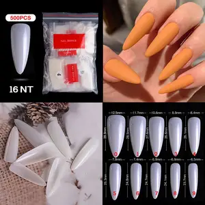 2022 Wholesale 500pcs/bag Nails Clear/Natural False Artificial Fingernails New French Long Stiletto Nail Tips