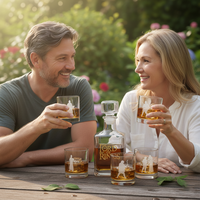Juego de Regalo de Decantador de Whisky de Cristal con Logotipo Personalizado, con Vasos de Whisky para Bodas, Aniversarios y Promociones