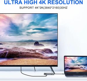 SYONG 5-in-1 <span class=keywords><strong>USB</strong></span>-<span class=keywords><strong>C</strong></span> in lega di alluminio Docking Station Hub OTG adattatore Splitter 4K per 1.4 porte 3.0 <span class=keywords><strong>USB</strong></span> 2 * tipo <span class=keywords><strong>C</strong></span> per Computer Stock - Product Image 4