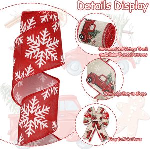 Rubans en lin pour décorations de Noël, design DIY, nœuds en ruban pour arbre de Noël, 6,3 cm, 5 cm, rouleau de 2 m, pour décorations de Noël - Product Image 3
