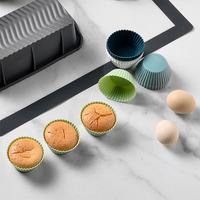 Moule en silicone rond multicolore sans BPA pour la maison et la cuisine, 12 pièces/ensemble, pour muffins, puddings et cupcakes