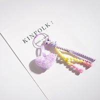 Porte-clés Cœur Doux et Moelleux avec Pompon Tressé Coloré, Pendentif Esthétique Adorable pour Sac, Anneau de Clés en Peluche pour Sac à Dos et Sac à Main