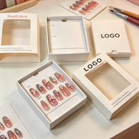 Boîte d'emballage vide en carton pour faux ongles avec logo personnalisé, plateau blister et fenêtre transparente pour ongles à presser