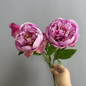 QSBDF Fleurs de pivoine en soie de haute qualité Fleurs de pivoine artificielles à 2 têtes pour la décoration de mariage et de la maison - Product Image 4