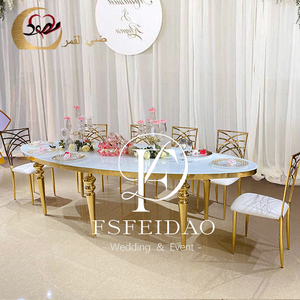 Fournisseur de mariage Table de banquet centrale ovale en acier inoxydable avec verre - Product Image 3