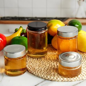 Pot en verre Ergo de 150 ml, 180 ml, 280 ml, 380 ml, 500 ml, qualité alimentaire, pour le stockage du miel, de la confiture, avec couvercle, pour le pâté de foie de poulet, emballage de conteneur - Product Image 1