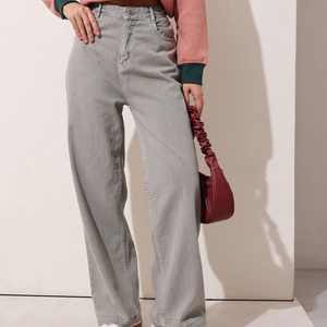 Pantalon en jean évasé décontracté de haute qualité, tissu tissé bleu, pantalon tendance <span class=keywords><strong>pour</strong></span> femmes, fermeture à crochet et barrette, streetwear élégant - Product Image 5