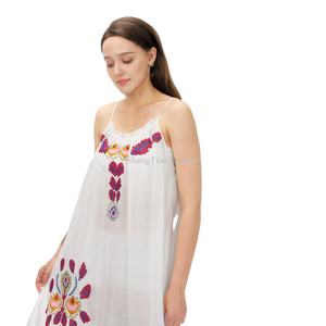 Robe longue décontractée pour femme, nouvelle collection, motif floral brodé, en dentelle, éco-responsable, tissée, taille naturelle, style formel - Product Image 3