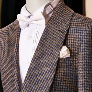 <span class=keywords><strong>Blazer</strong></span> a <span class=keywords><strong>Cuadros</strong></span> Marrón Tierra para Hombre, Traje con Cuello Chal, Corte Entallado de Lana, Estilo Personalizado para Eventos Sofisticados - Product Image 4