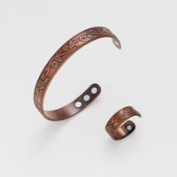 YL Vintage Antique Rouge Cuivre Bracelet Temu Fleur De Prunier Aimant Réglable Antique Fleur Anneau Costume pour Hommes À La Mode Bracelets