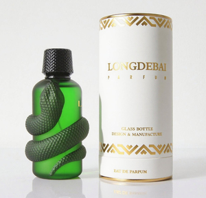 Exclusivo y Lujoso Atomizador de Perfume Negro, Botella de Vidrio Vacía con Forma Irregular de Serpiente de 100ml 150ml, con Caja Metálica - Product Image 2