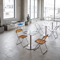 Moderne Industrielle Freizeitmöbel, Edelstahltische, Sitzgruppen und Tragbare Acryl-Klappstühle für Cafés