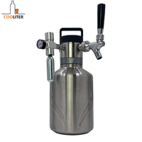 Growler Keg sous pression en acier inoxydable de haute qualité de 2 L avec robinet, distributeur de boissons à large ouverture, vente directe d'usine