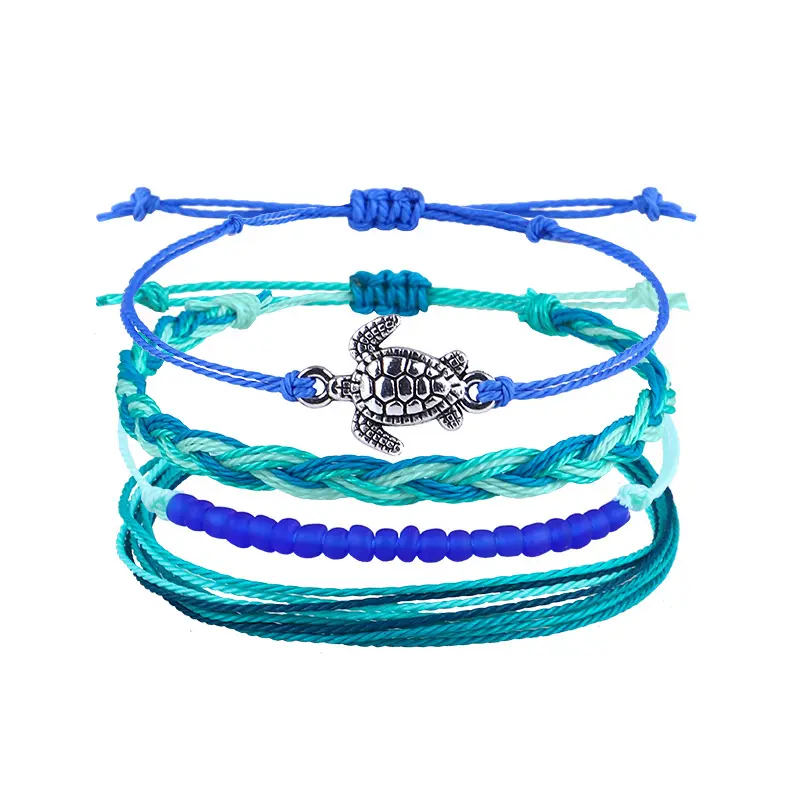 New Bracelet Gifts Wax Thread Braided Rice Bead Bracelet Bohemian Daisy Sunflower Turtle Shell Bracelet Women