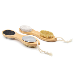 Pédicure professionnelle en acier limes <span class=keywords><strong>papier</strong></span> de verre pierre <span class=keywords><strong>ponce</strong></span> Logo personnalisé gommage des pieds en <span class=keywords><strong>bois</strong></span> 4 en 1 brosse de pédicure - Product Image 2