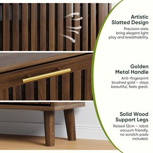 SENYU Modern <b>Wood</b> <b>Shoe</b> Cabinet with Slatted Doors 2 Shelves Space Saving Entryway Storage Furniture Freestanding Midcentury Desi - Product Image 5