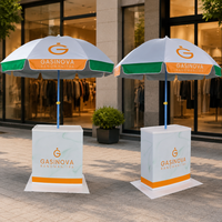 Table de promotion portable en aluminium pour usine, comptoir de présentation en PP, stand de marketing avec parapluie