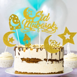 <span class=keywords><strong>Eid</strong></span> <span class=keywords><strong>Mubarak</strong></span> et Ramadan Kareem Cupcake Toppers Glitter Star and Moon Pick Islamic Muslim Party Cake Decoration Gift Idea - Product Image 3