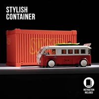 Happy Build PB8807 Retro T1 Red Camper Van, Modelo de Vehículo Detallado para Ensamblar, Coleccionable, Juego de Bloques de Construcción para Exhibición en Escritorio