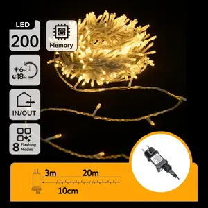 Guirnalda de luces LED de bajo voltaje, 20 m, luz blanca cálida, ideal para decoración interior y exterior, eventos y fiestas. - Product Image 1