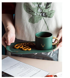 Ensemble <span class=keywords><strong>tasse</strong></span> à café et soucoupe en céramique, <span class=keywords><strong>tasse</strong></span> à thé <span class=keywords><strong>anglaise</strong></span> en <span class=keywords><strong>porcelaine</strong></span> avec soucoupe, cuillère dorée, passe au lave-vaisselle et au micro-ondes, pour expresso - Product Image 1