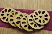 Posavasos de Bambú Natural Hecho a Mano, Diseño de Raíz de Loto, Resistente al Calor, con Pinzas para Té