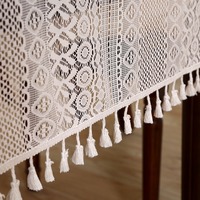 Nappe en macramé bohème en dentelle ajourée au crochet, anti-poussière, pour salon, meuble TV, nappe rectangulaire pour table basse