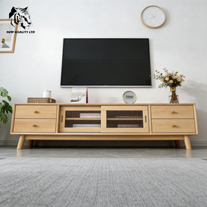 Mueble de TV de madera ecológico, hecho en fábrica, a precio económico, personalizable, con almacenamiento, listo para enviar, para sala de estar y dormitorio. - Product Image 1