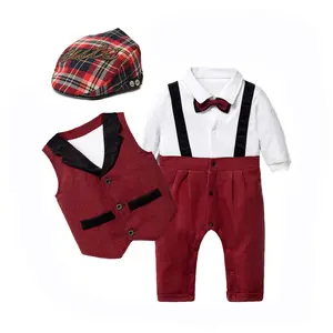1歳の男の子のパーティードレスプリンセスレッド紳士のベストセット子供服
