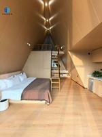 Villa Modulaire de Luxe en Acier Léger, Conteneur Extensible en Forme de A, Villa Compacte avec Façade Entièrement Vitrée pour Hébergement de Vacances, Panneaux SIP, Airbnb