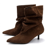 Bottines à bout pointu en faux daim pour femmes, talon chaton, style décontracté, pour le bureau, bottines habillées, fabrication sur mesure OEM ODM