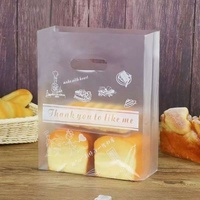 Sac cadeau en plastique givré imprimé sur mesure avec poignée perforée pour boulangerie, emballage pour pain, biscuits, desserts, boutique
