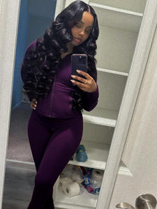 XINXU Novità 2024 Completo Sportivo da Donna Due Pezzi con Top a Maniche Lunghe con Zip e Leggings da Palestra a Vita Alta - Product Image 5