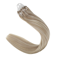 Usine prix de gros Micro boucle liens Double dessiné Nano Micro anneau cuticule aligné Micro lien Extensions de cheveux humains vague de corps