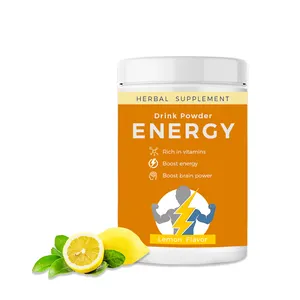 Enerji içeceği tozu limon lezzet tozu enerji içeceği l-theanine tozu ile özel etiket limon lezzet