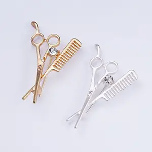 Neue mode schmuck barber kamm schere broschen und pins großhandel revers pin männer der frauen kleidung zubehör harajuku TC30