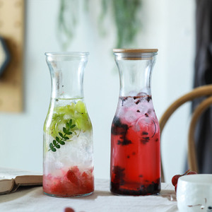 34 oz cuisine 1 litre <span class=keywords><strong>carafe</strong></span> en verre facile à verser bouteille conteneurs pour boisson pichet vin et verres <span class=keywords><strong>avec</strong></span> couvercle en plastique - Product Image 2