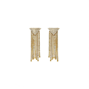 Boucles d'oreilles pendantes tendance en acier inoxydable 316L plaqué or PVD, durables et résistantes, avec longs pompons - Product Image 2