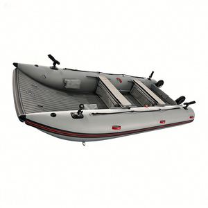 Bateaux pneumatiques catamaran <span class=keywords><strong>de</strong></span> 12,5 pieds avec pont gonflable pour 5 personnes Reachsea avec transom en aluminium, grande <span class=keywords><strong>roue</strong></span> et <span class=keywords><strong>porte</strong></span>-canne à pêche - Product Image 2