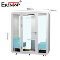 Cabine de bureau insonorisée acoustique, cabine téléphonique modulaire, cabine de réunion à structure en acier avec verre trempé pour salle d'interview