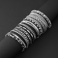 Vente en gros Bracelet unisexe en acier inoxydable et titane pour homme Chaîne cubaine Hip Hop dominatrice Style tendance avec design décoloré
