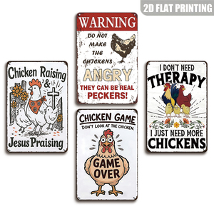 Pancartes en métal vintage « Chicken Raising Jesus Praising » pour la décoration des poulaillers <span class=keywords><strong>de</strong></span> jardin - Product Image 1