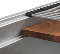 Évier de cuisine encastré carré en acier inoxydable 304 fait main, 16 gauge, 45 pouces, cuve simple, avec 2 rebords