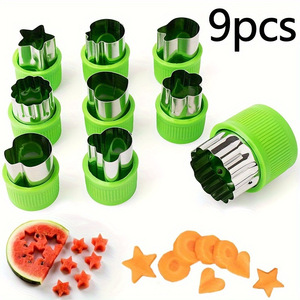 Ensemble de 9 emporte-pièces pour fruits et légumes - Moule à mini-tartelettes, biscuits et gâteaux en acier inoxydable avec poignée de sécurité pour le déjeuner des enfants - Product Image 6