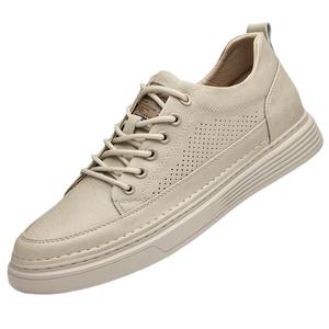 Zapatillas de Verano para Hombre con Aumento de Altura de 8 cm, Parte Superior de Piel Vacuna, Diseño Calado, con Cordones, Transpirables, para Caminar, Estilo Juvenil con Suela Gruesa - Product Image 6
