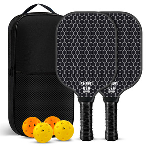 Ensemble de 2 raquettes de pickleball légères, surface en fibre de carbone, noyau en nid d'abeille, raquettes professionnelles avec 4 balles et sac de transport - Product Image 5